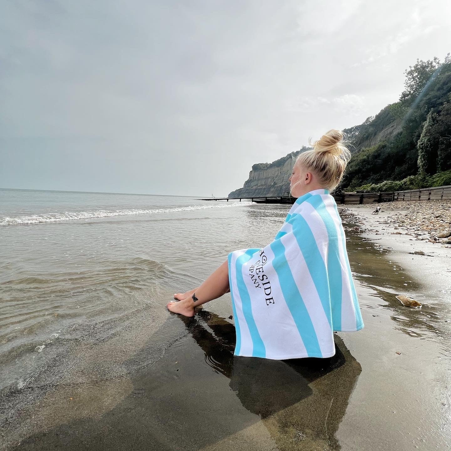 Quick Dry Cotton Mix Beach Towel In Aqua