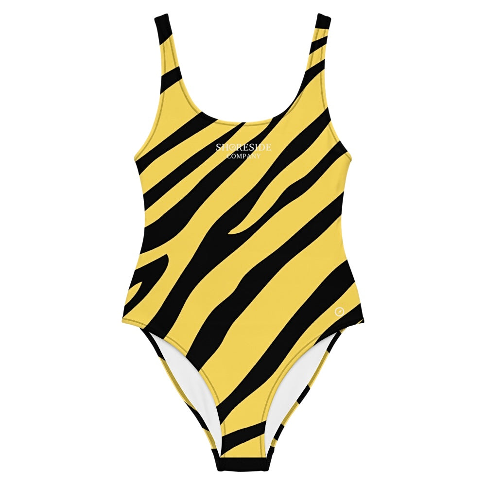 Retro Zebra One Piece Swimsuit - Yellow