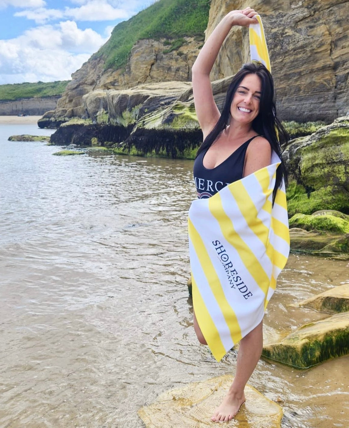 Quick Dry Cotton Mix Beach Towel In Yellow