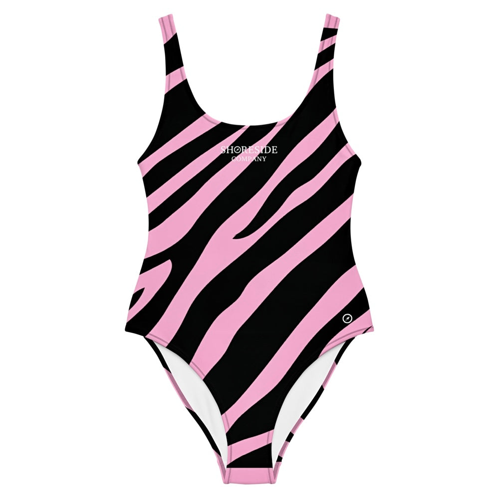 Retro Zebra One Piece Swimsuit - Pink