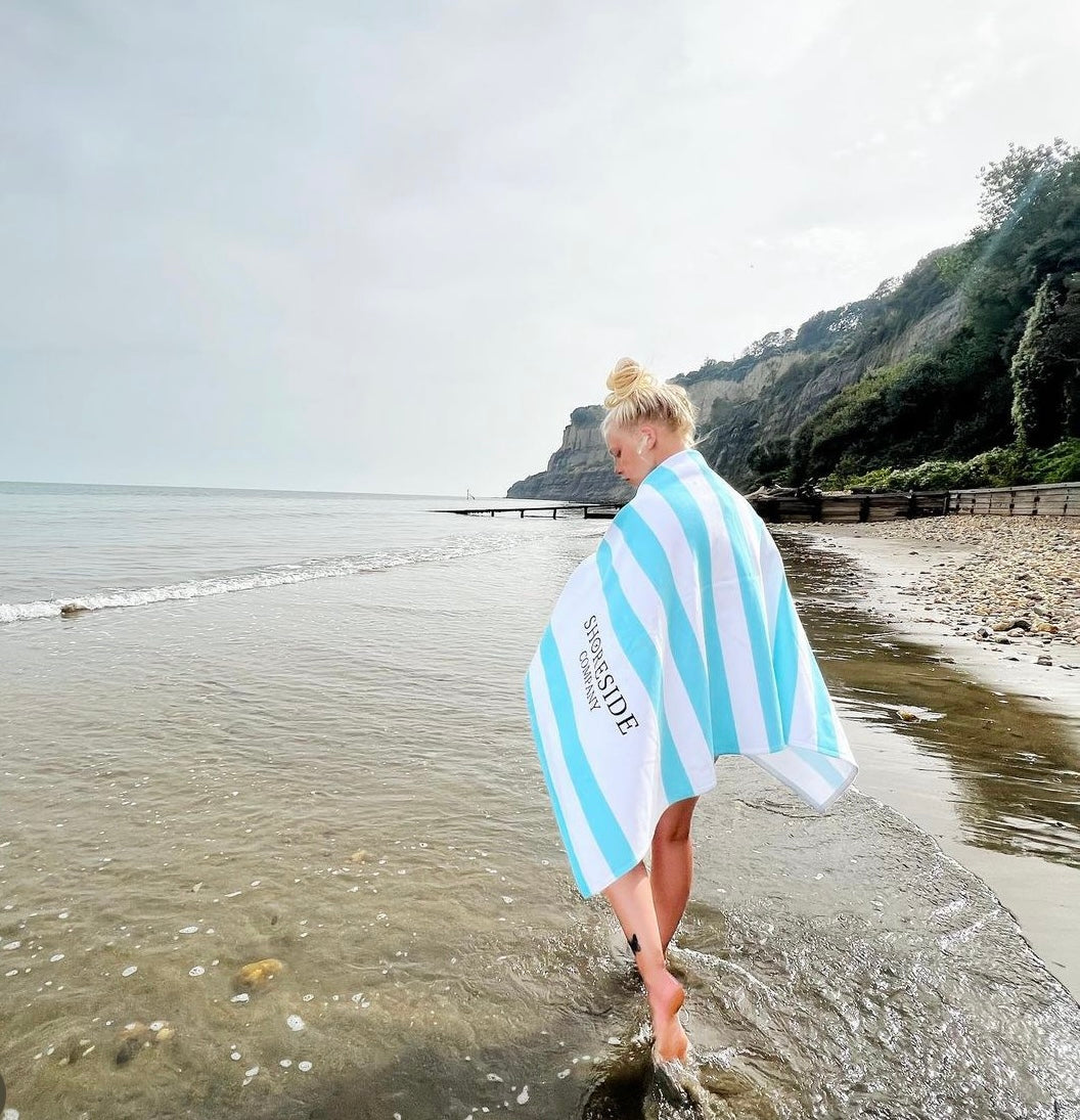 Quick Dry Cotton Mix Beach Towel In Aqua