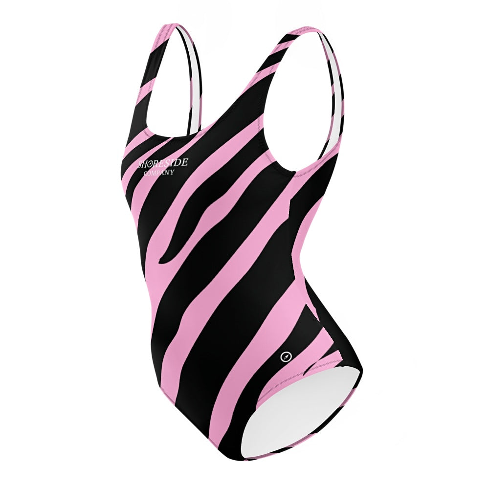 Retro Zebra One Piece Swimsuit - Pink