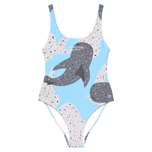 Spotted Shark One Piece Swimsuit - Blue