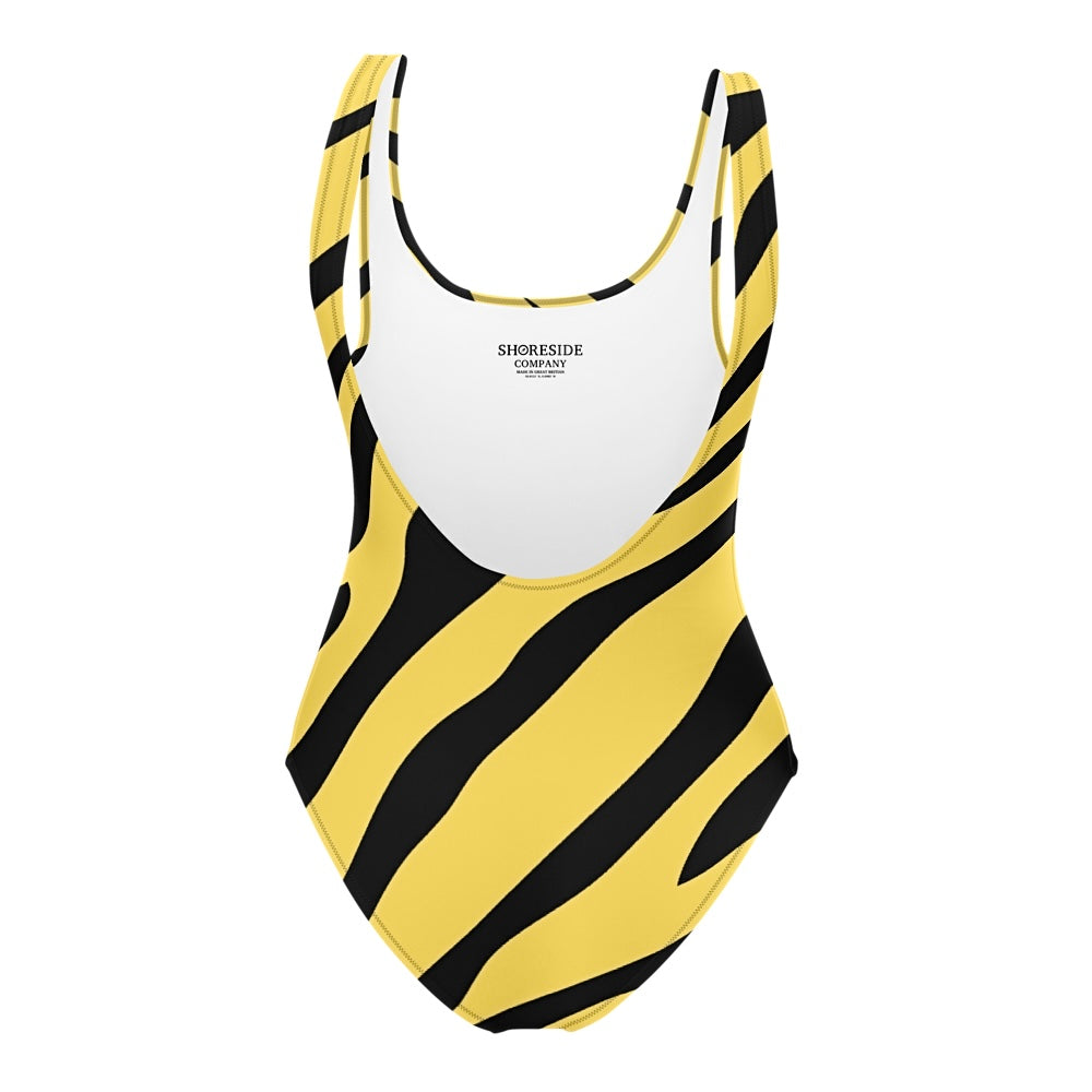 Retro Zebra One Piece Swimsuit - Yellow