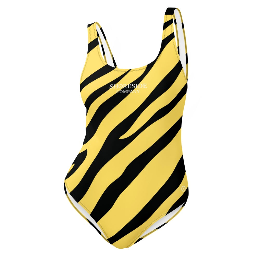 Retro Zebra One Piece Swimsuit - Yellow