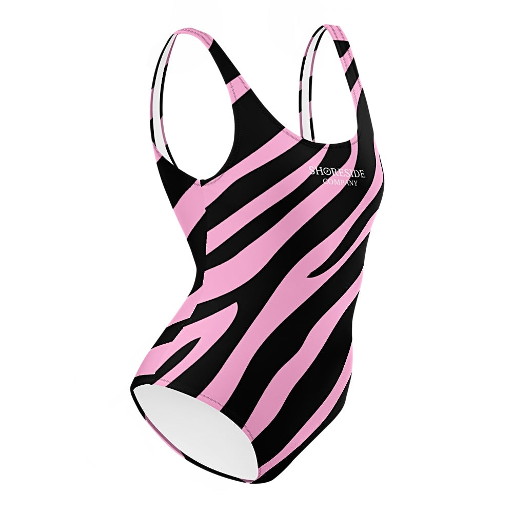 Retro Zebra One Piece Swimsuit - Pink