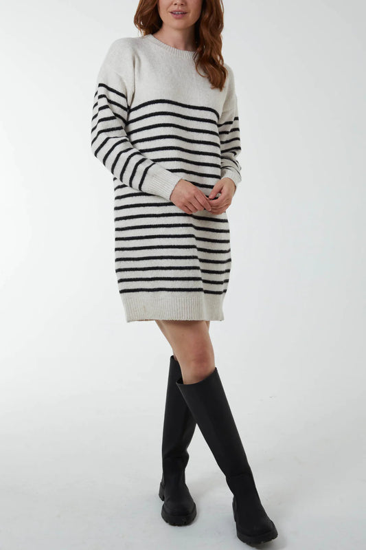 Sailor Stripe Knitted Jumper Mini Dress