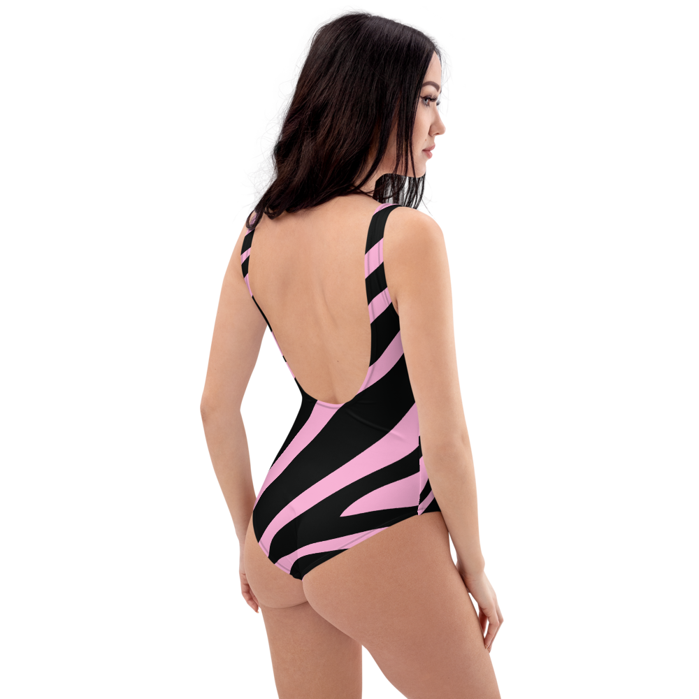 Retro Zebra One Piece Swimsuit - Pink