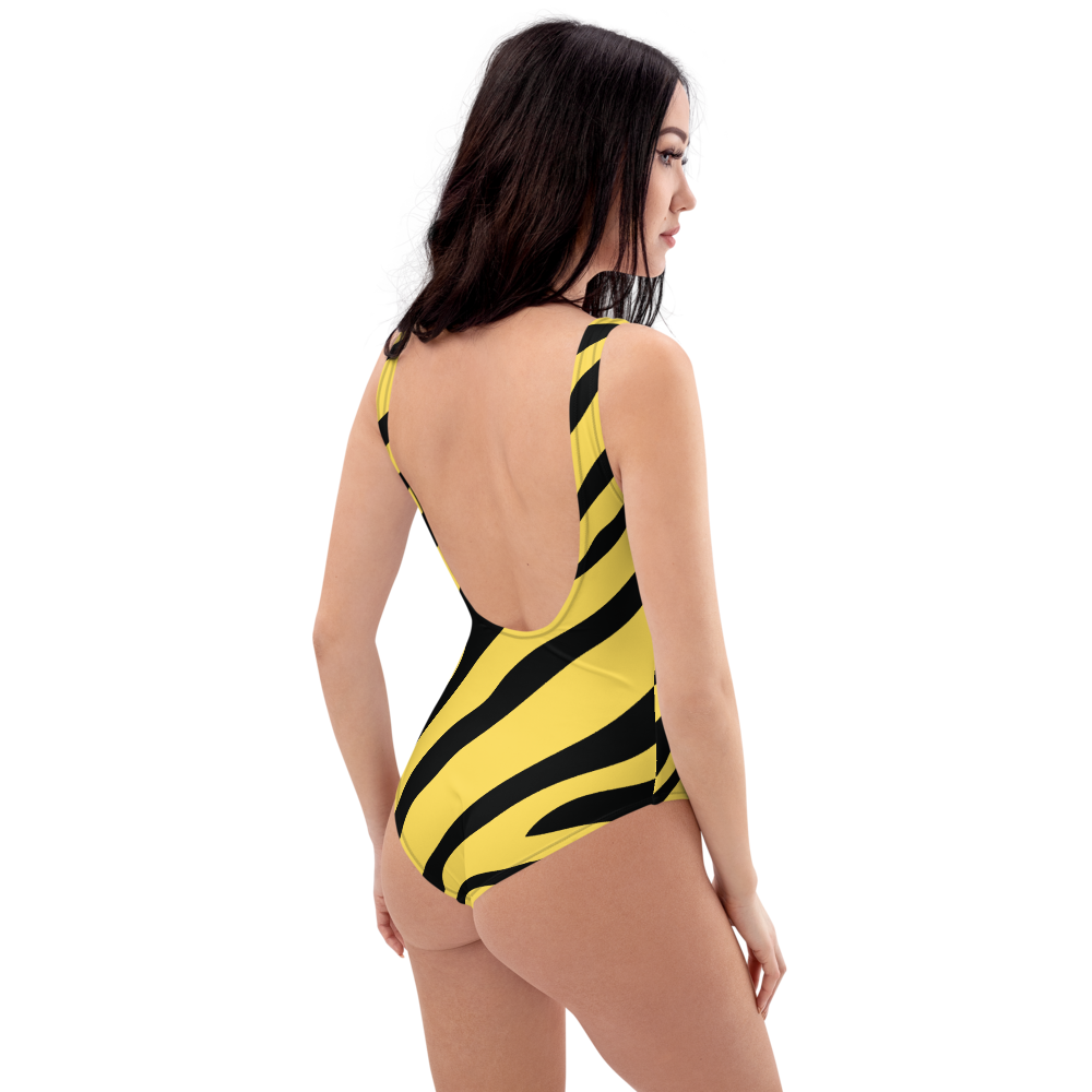 Retro Zebra One Piece Swimsuit - Yellow