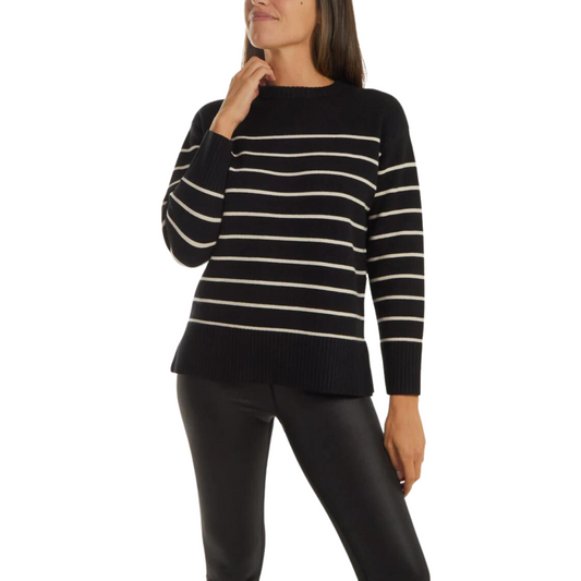 Sailor Stripe Crew Neck Jumper Black