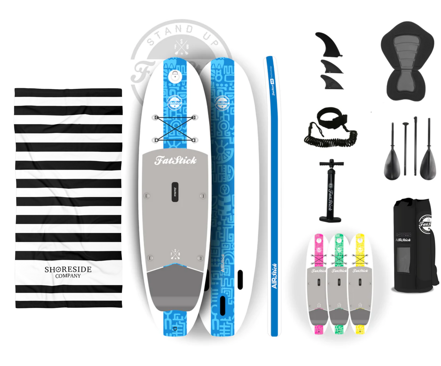 AIRSTICK 10'6 INFLATABLE SUP STAND UP PADDLE BOARD - FULL STARTER PACKAGE + FREE SHORESIDE TOWEL