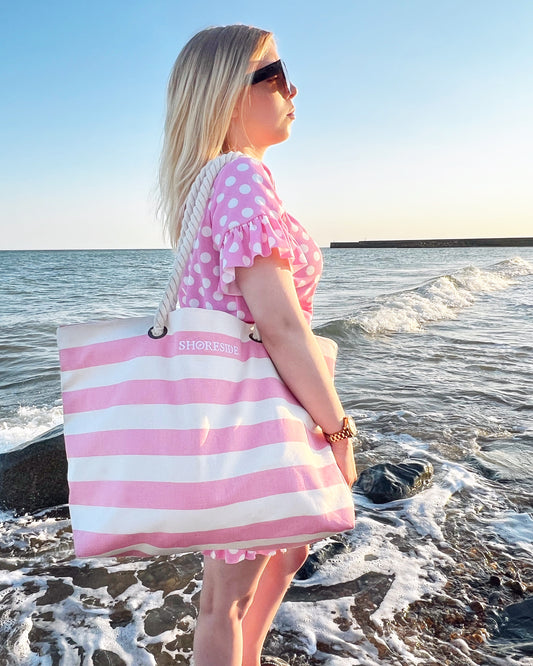 Cotton Beach Bag In Pink